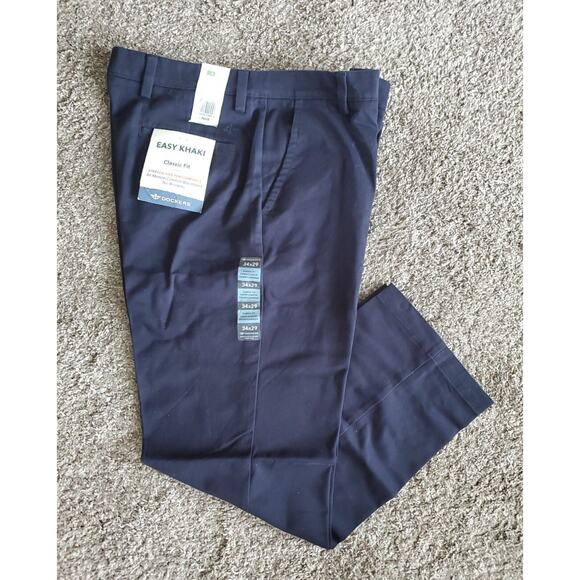 Dockers Pants Mens 34X29 Blue Easy Khaki Straight Fit No Wrinkles NWT - Picture 1 of 7